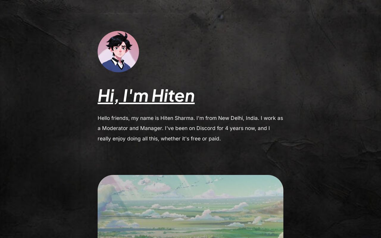 Carrd profile picture for @hitenxd